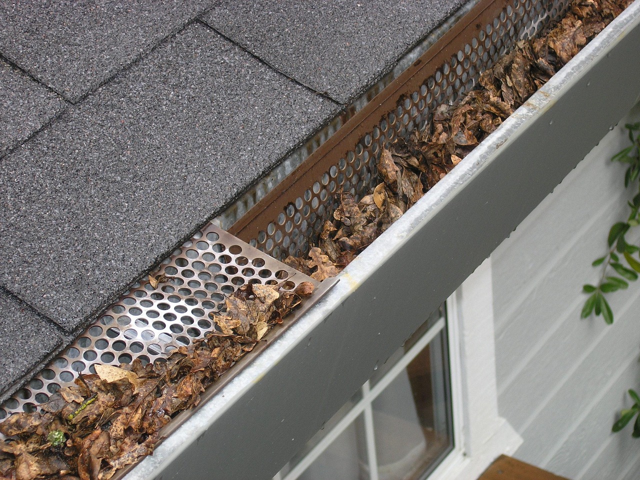 Gutter cleaning service by IAP Inc removing debris and leaves from residential gutters in Cape Cod.